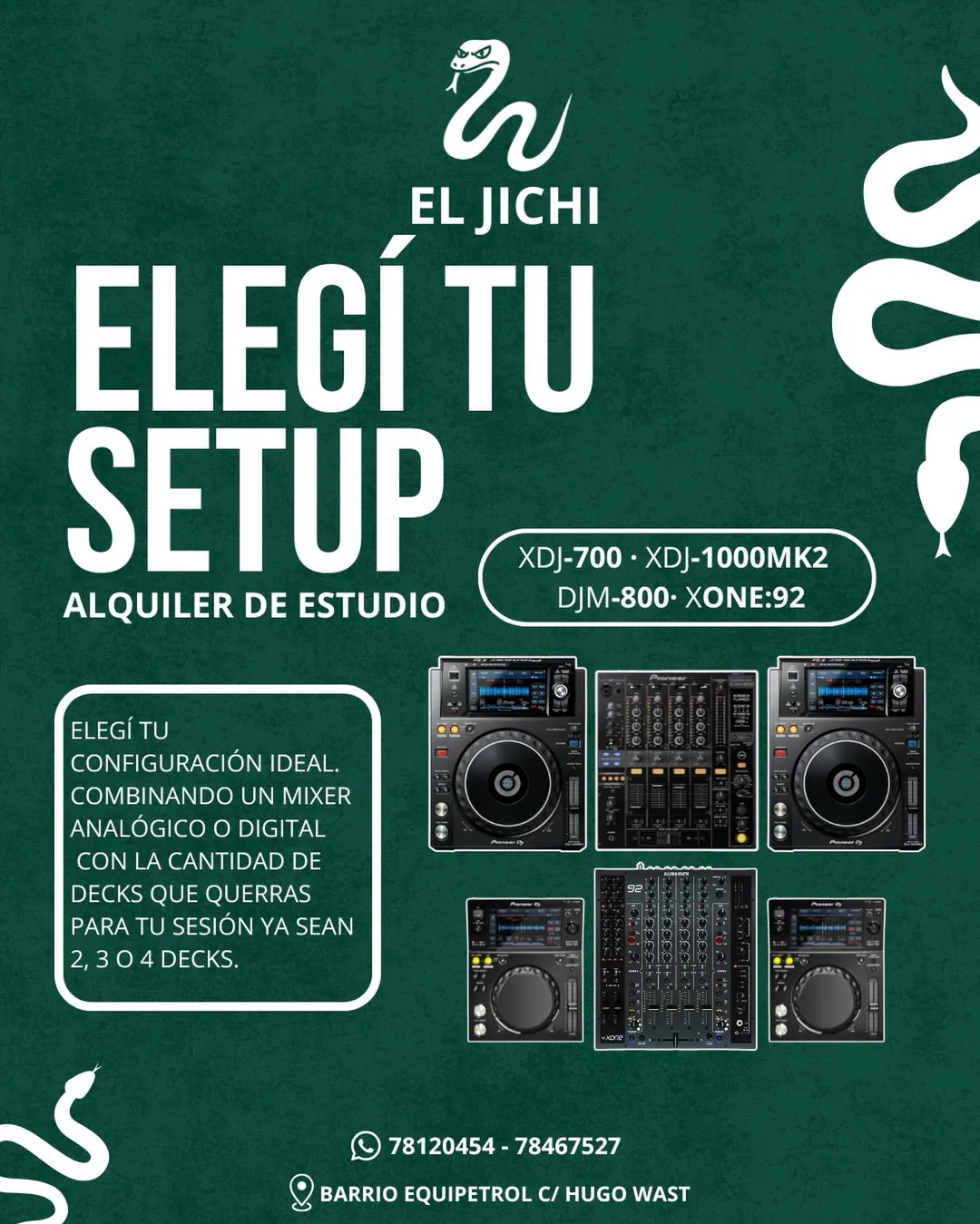 Flyer de El Jichi para el alquiler de cabina, eleg&iacute; tu setup