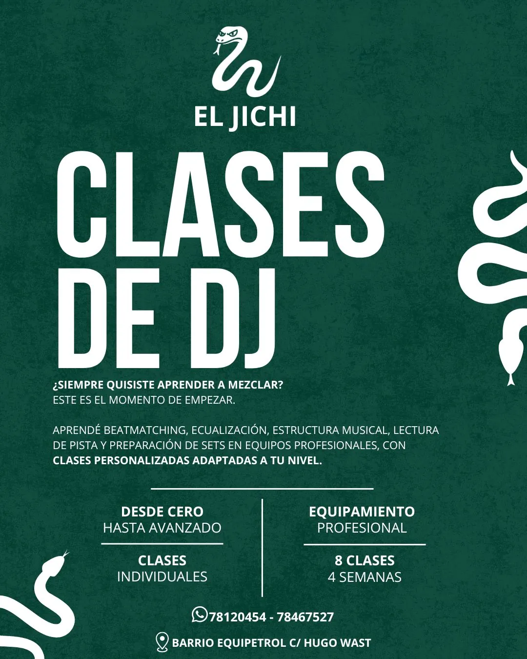 Flyer de las clases de DJ de El Jichi